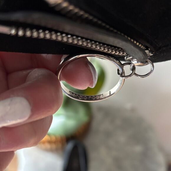 SERGIO ROSSI Ankle Bootie Black Suede Point Toe Slim Heel Zip O Ring 6.5 - Picture 12 of 12